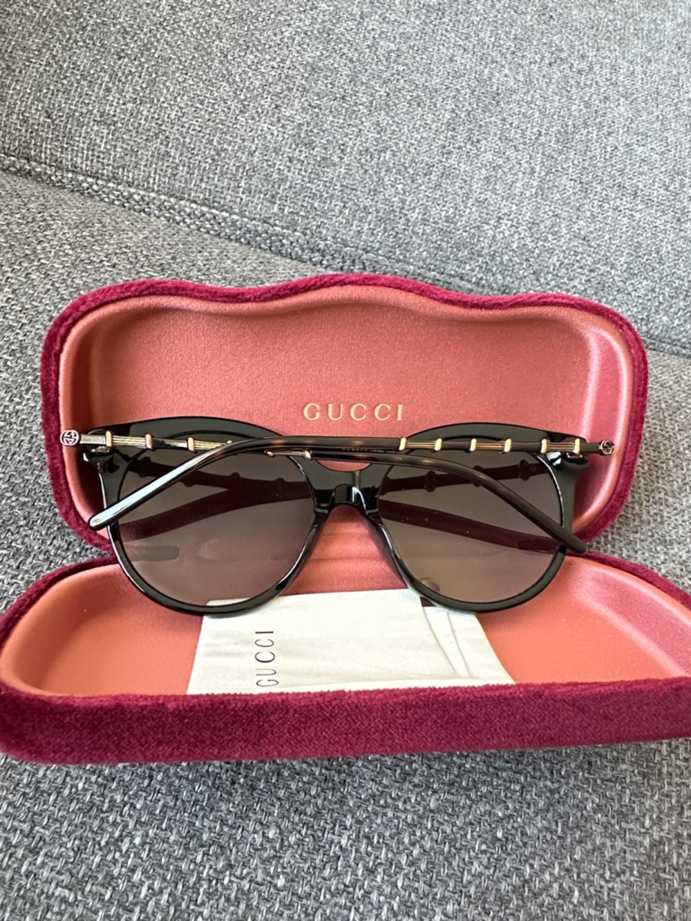 Gucci Black Cat-Eye Sunglasses with Dark Gradient Lenses